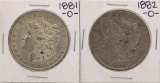 Lot of 1881-O & 1882-O $1 Morgan Silver Dollar Coins