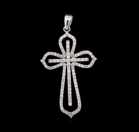 1.00 ctw Diamond Cross Pendant - 14KT White Gold