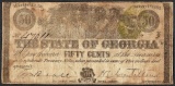 1863 Fifty Cents The State of Georgia Milledgeville Obsolete Note