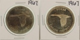 Lot of (2) 1967 $1 Canada Silver Dollar Coins
