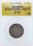 1824 Nepal Shah Dynasty Mohar Coin ANACS VF25