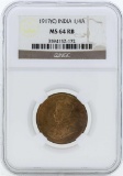 1917C India 1/4 Anna Coin NGC MS64RB