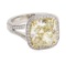 6.02 ctw Fancy Intense Yellow Diamond and White Diamond Ring - Platinum