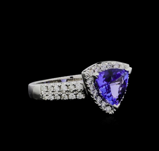 1.90 ctw Tanzanite and Diamond Ring - 14KT White Gold