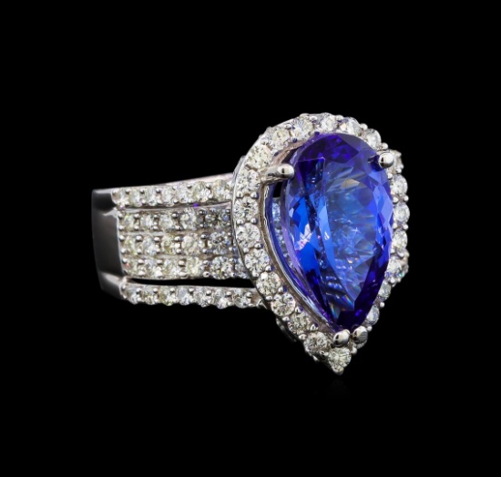 18KT White Gold 3.66 ctw Tanzanite and Diamond Ring