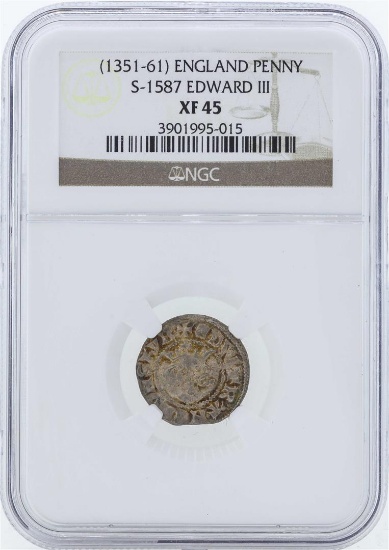 1351-61 England Penny S-1587 Edward III NGC XF45