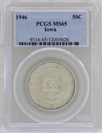 1946 Iowa Centennial Commemorative Half Dollar Coin PCGS MS65