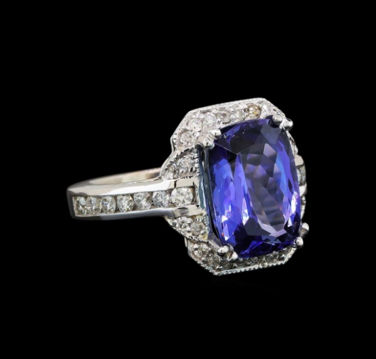 14KT White Gold 5.42 ctw Tanzanite and Diamond Ring