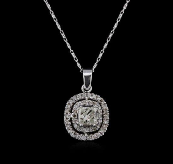 14KT White Gold 0.95 ctw Diamond Pendant With Chain