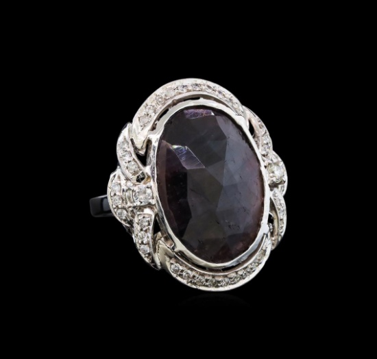 14KT White Gold 16.31 ctw Ruby and Diamond Ring