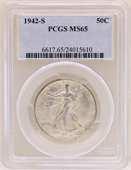 1942-S Walking Liberty Half Dollar Coin PCGS MS65