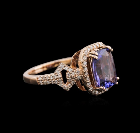 2.85 ctw Tanzanite and Diamond Ring - 14KT Rose Gold