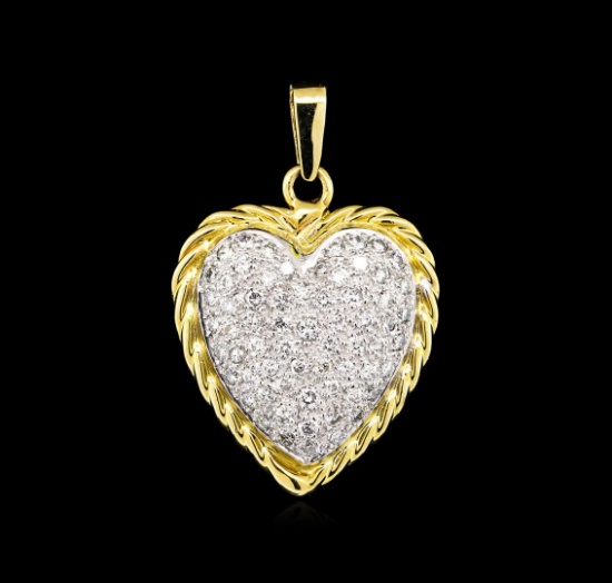 1.20 ctw Diamond Heart Pendant - 14KT Two-Tone Gold