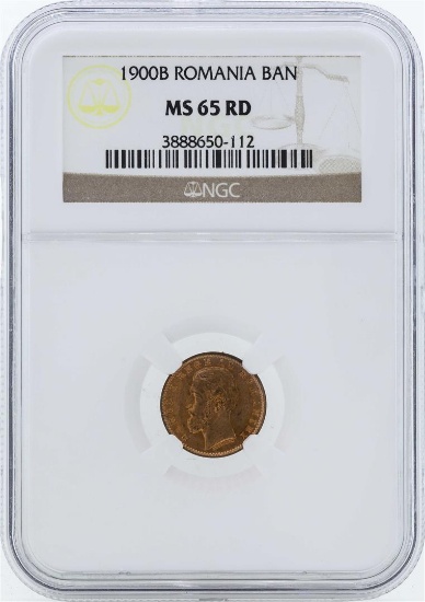 1900B Romania Ban Coin NGC MS65RD