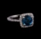 2.85 ctw London Blue Topaz and Diamond Ring - 14KT White Gold