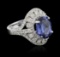 5.96 ctw Tanzanite and Diamond Ring - 14KT White Gold