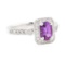 1.36 ctw Purple Sapphire And Diamond Ring - 14KT White Gold