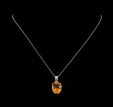 Crayola 8.80 ctw Citrine Pendant With Chain - 14K White Gold