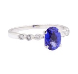 0.98 ctw Sapphire and Diamond Ring - 18KT White Gold