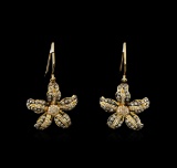0.69 ctw Light Brown Diamond Earrings - 14KT Yellow Gold