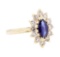 0.60 ctw Sapphire and Diamond Ring - 14KT Yellow Gold