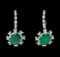 6.27 ctw Emerald and Diamond Earrings - 14KT White Gold