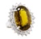 25.30 ctw Golden Tourmaline And Diamond Ring - 14KT White Gold