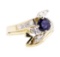 0.90 ctw Sapphire and Diamond Ring - 14KT Yellow Gold