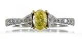1.00 ctw Fancy Yellow Diamond Ring - 18KT Two-Tone Gold