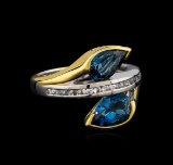 Crayola 2.60 ctw Blue Topaz and White Sapphire Ring - .925 Silver