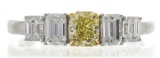 0.51 ctw Fancy Yellow Diamond Ring - 18KT Two-Tone Gold