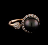 0.66 ctw Diamond and Pearl Ring - 14KT Rose Gold