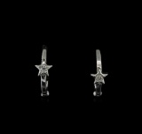 0.03 ctw Diamond Hoop Earrings - 14KT White Gold