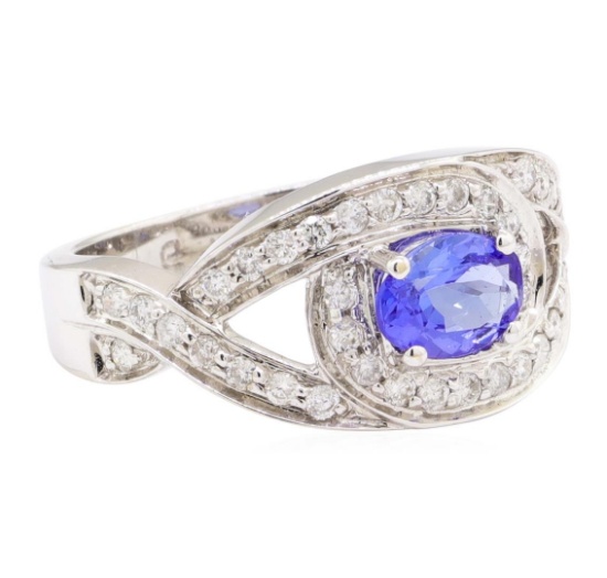 1.22 ctw Tanzanite And Diamond Ring - 14KT White Gold