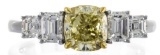 1.21 ctw Fancy Yellow Diamond Ring - 18KT Two-Tone Gold