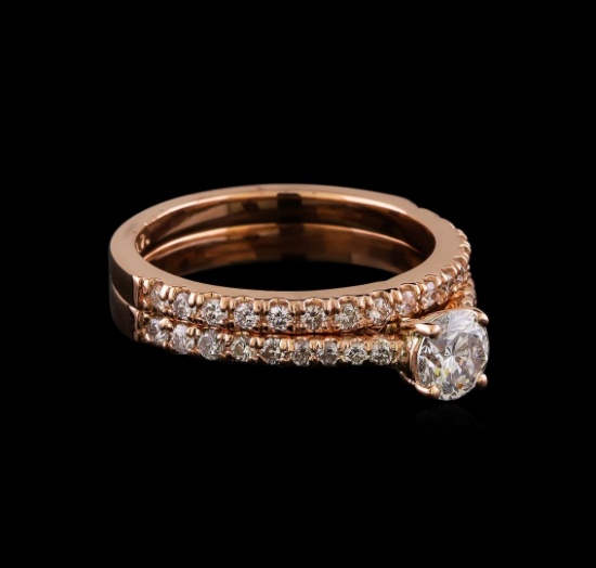 1.10 ctw Diamond Wedding Ring Set - 14KT Rose Gold