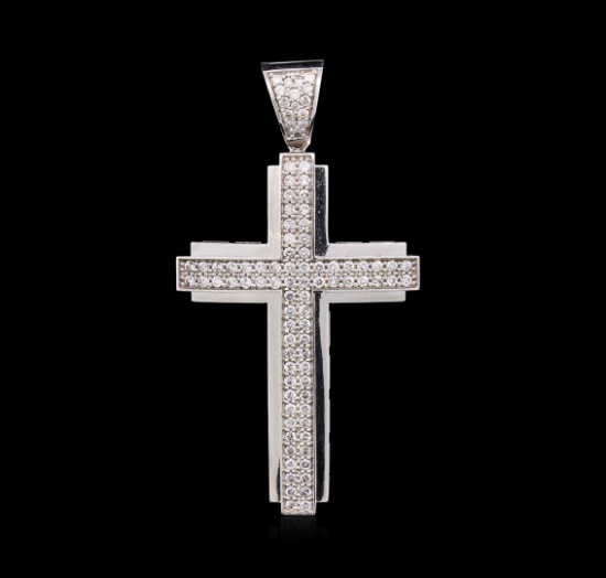 1.75 ctw Diamond Cross Pendant - 14KT White Gold