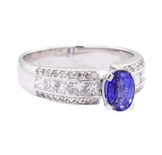 2.30 ctw Sapphire And Diamond Ring - 18KT White Gold