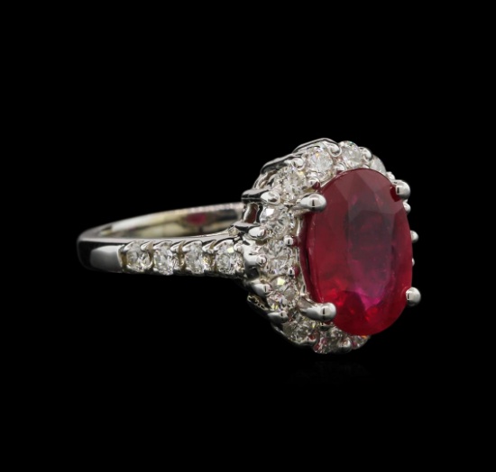 3.45 ctw Ruby and Diamond Ring - 14KT White Gold
