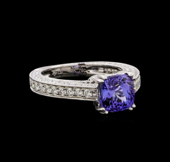 14KT White Gold 1.98 ctw Tanzanite and Diamond Ring