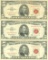 1963 $5 VG/XF Red Seal Note Lot of 3