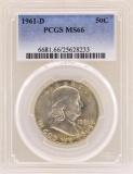 1961-D Franklin Half Dollar Coin PCGS MS66