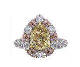 3.16 ctw Fancy Yellow Diamond Ring - 18KT Two-Tone Gold