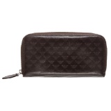 Emporio Armani Dark Brown Leather Zipper Wallet