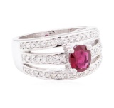 1.50 ctw Ruby And Diamond Ring - 14KT White Gold