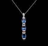 Crayola 10.50 ctw Blue Topaz and White Sapphire Pendant With Chain - .925 Silver
