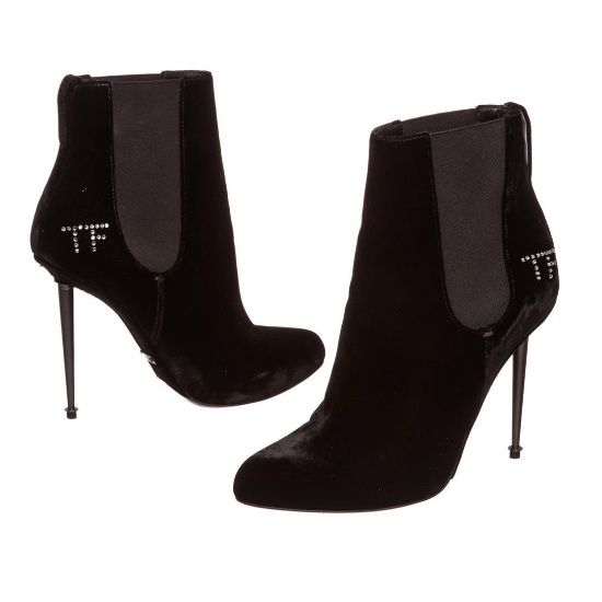 Tom Ford Black Velvet Spiked Boots Heels Shoes