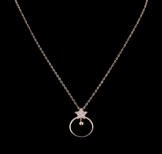 0.21 ctw Diamond Necklace - 14KT Rose Gold