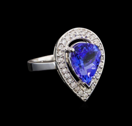 14KT White Gold 4.18 ctw Tanzanite and Diamond Ring