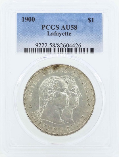 1900 $1 Lafayette Commemorative Dollar Coin PCGS AU58